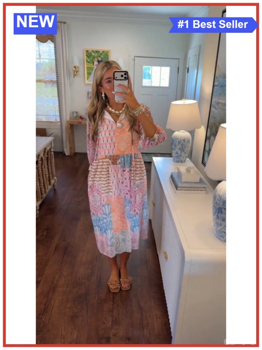 Boho Floral Printed Long Flowy Swing Chiffon Sundress Polyester - Picture 6 of 6